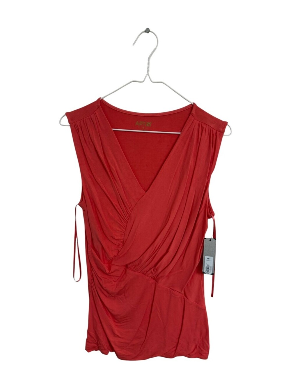 APT. 9 Women's Coral Sleeveless V-Neck Blouse Medium Quiet Luxury Minimalist